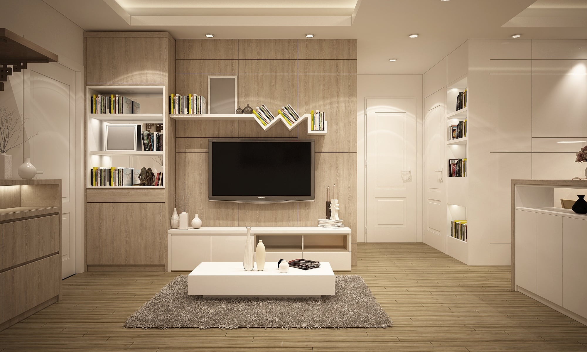 TV unit with hidden storage used by top interior designers